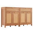 VEVOR Rattan Cabinet with 4 Doors 2 Drawers Adjustable Shelves Set of 2 Natural
