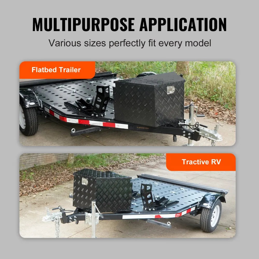 VEVOR Trailer Tongue Box, Aluminum Alloy Diamond Plate Tongue Box Tool Chest, Heavy Duty Trailer Box Storage with Lock and Keys, Utility Trailer Tongue Box for Pickup Truck, RV, Trailer, 39