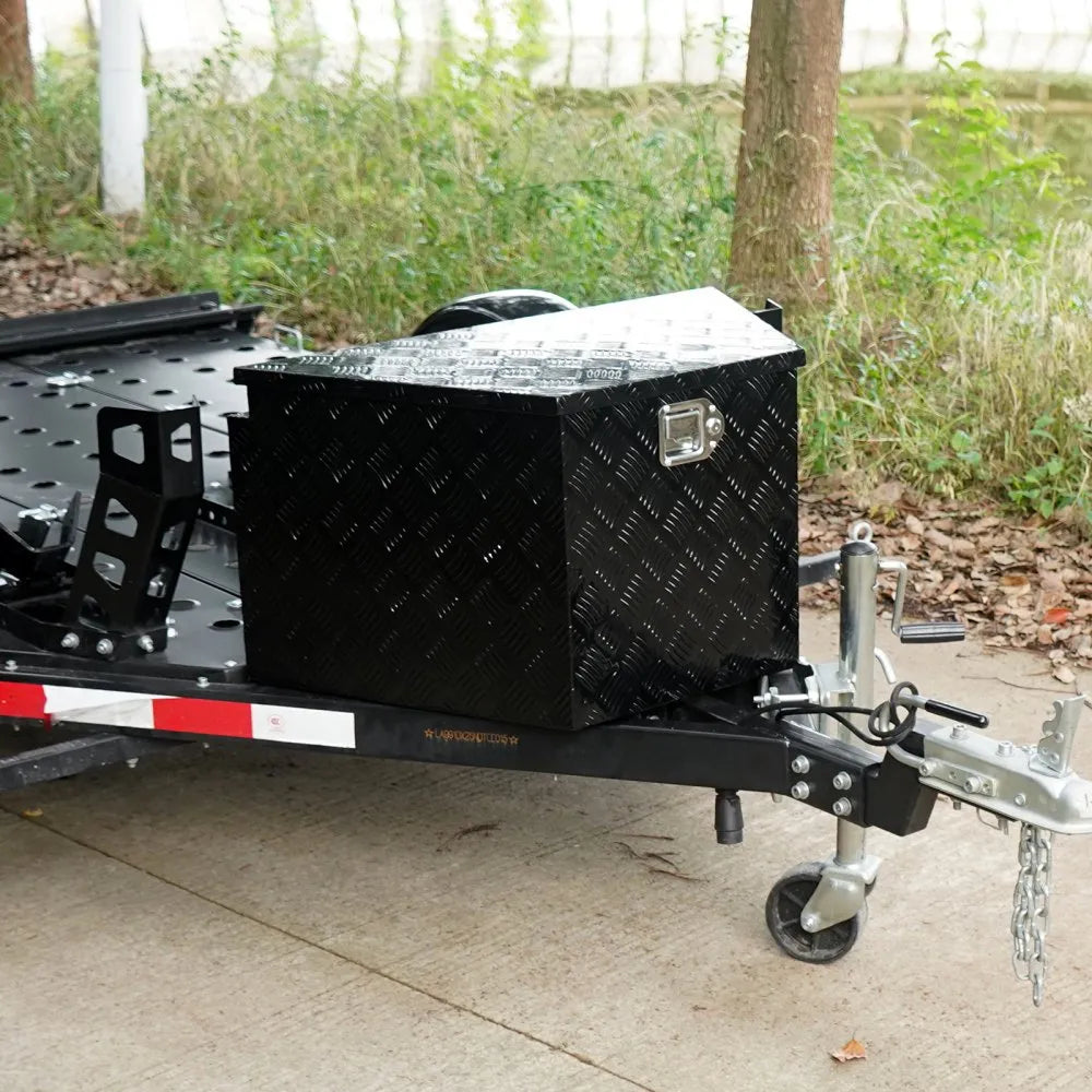 VEVOR Trailer Tongue Box, Aluminum Alloy Diamond Plate Tongue Box Tool Chest, Heavy Duty Trailer Box Storage with Lock and Keys, Utility Trailer Tongue Box for Pickup Truck, RV, Trailer, 39