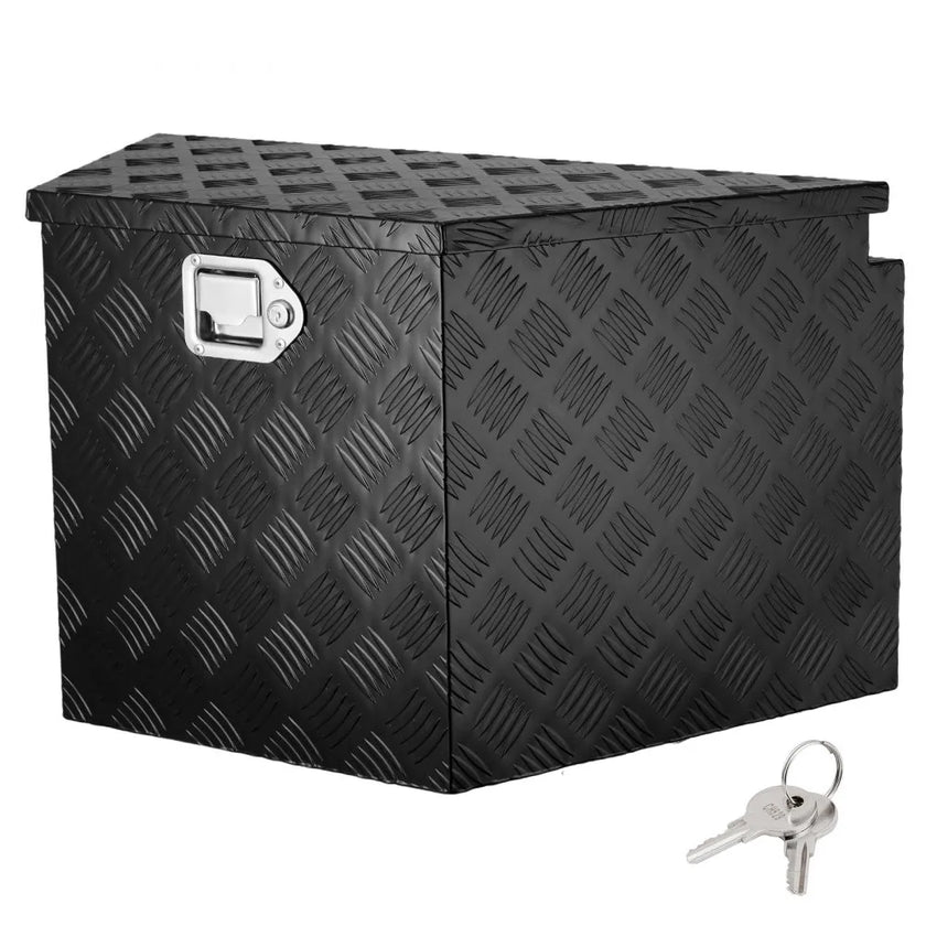 VEVOR Trailer Tongue Box, Aluminum Alloy Diamond Plate Tongue Box Tool Chest, Heavy Duty Trailer Box Storage with Lock and Keys, Utility Trailer Tongue Box for Pickup Truck, RV, Trailer, 39