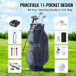VEVOR Golf Cart Bag with 14 Way Organizer Divider Top, 36” 11 Pockets Premium Nylon Cart Bag, Durable Golf Bags with Handles & Dust Cover & Detachable Straps for Men & Women, Army Green