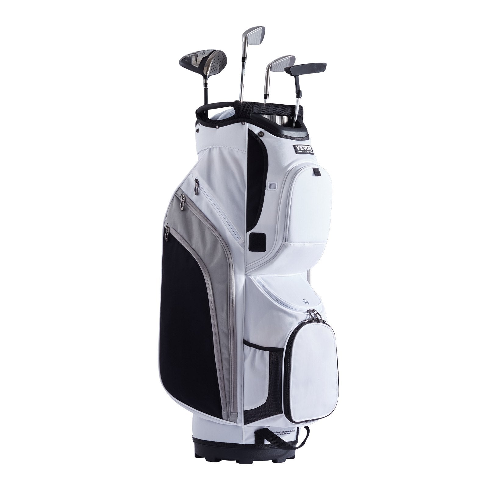 VEVOR Golf Cart Bag with 14 Way Organizer Divider Top, 36” 13 Pockets Premium Nylon Cart Bag, Durable Golf Bags with Handles & Dust Cover & Detachable Straps for Men & Women, White Color-Block