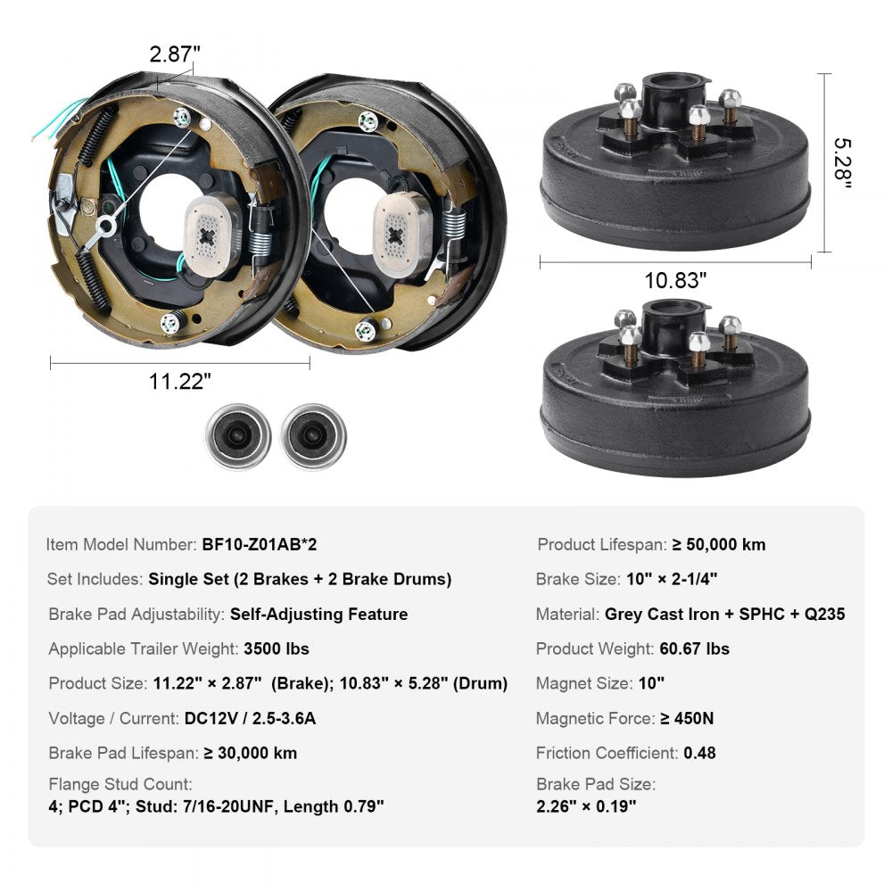 VEVOR Trailer Hub Drum Kits 5 on 4.5