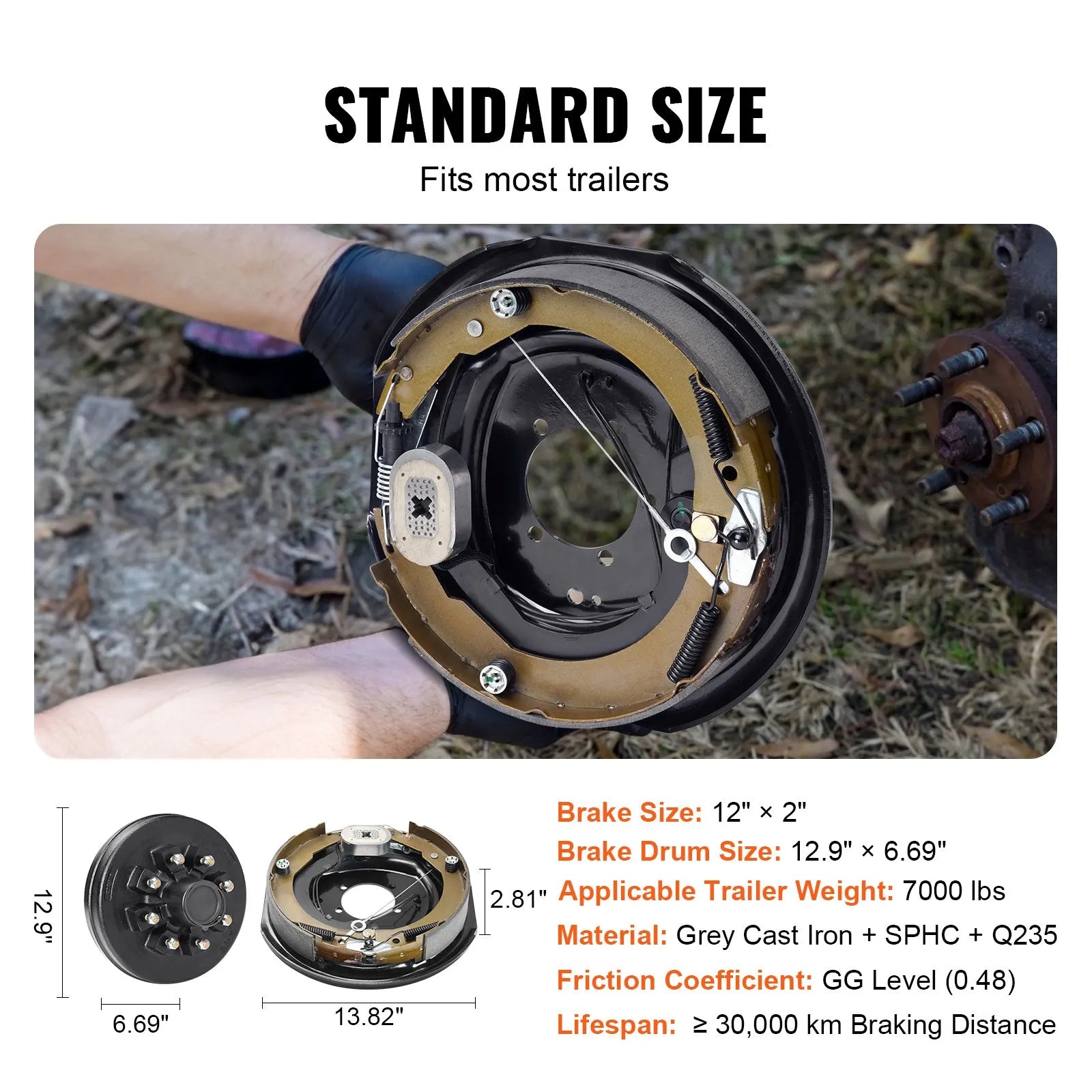 VEVOR Trailer Hub Drum Kits 8 on 6.5