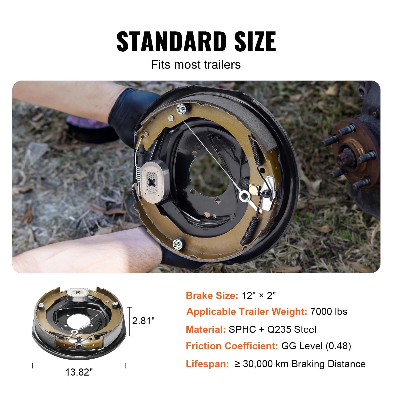 VEVOR Electric Trailer Brake Assembly, 12