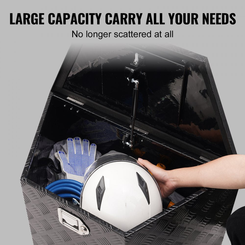 VEVOR Trailer Tongue Box, Aluminum Alloy Diamond Plate Tongue Box Tool Chest, Heavy Duty Trailer Box Storage with Lock and Keys, Utility Trailer Tongue Box for Pickup Truck, RV, Trailer, 29