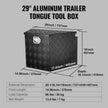VEVOR Trailer Tongue Box, Aluminum Alloy Diamond Plate Tongue Box Tool Chest, Heavy Duty Trailer Box Storage with Lock and Keys, Utility Trailer Tongue Box for Pickup Truck, RV, Trailer, 29