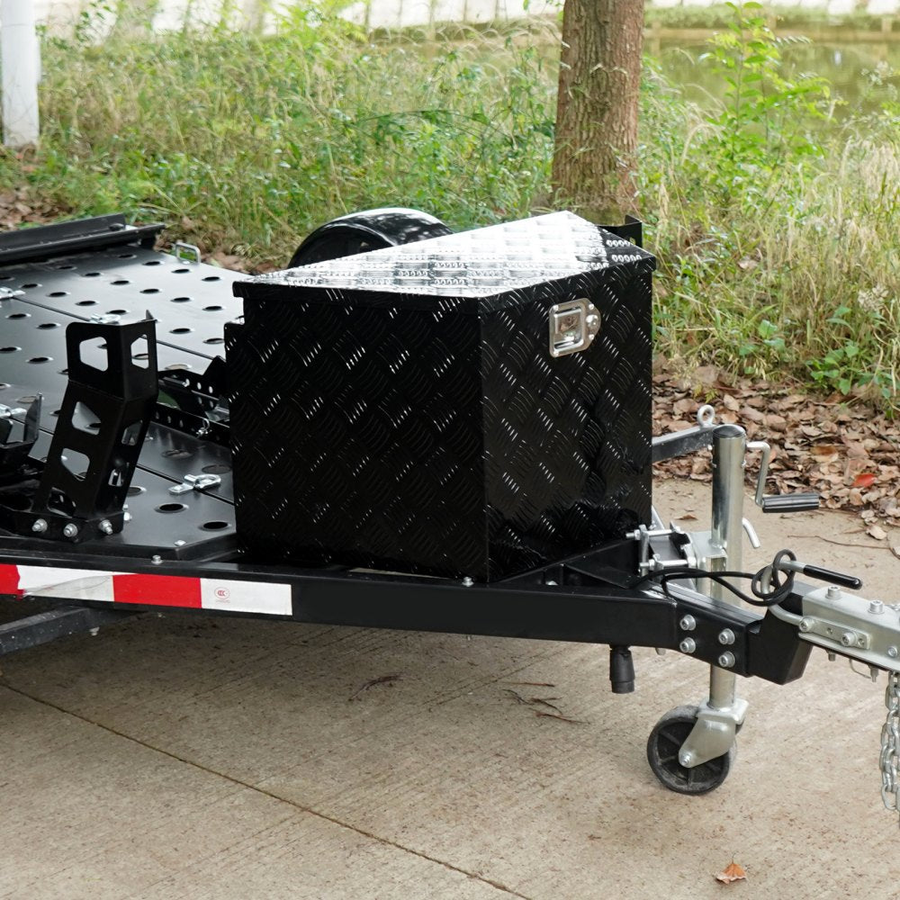 VEVOR Trailer Tongue Box, Aluminum Alloy Diamond Plate Tongue Box Tool Chest, Heavy Duty Trailer Box Storage with Lock and Keys, Utility Trailer Tongue Box for Pickup Truck, RV, Trailer, 29