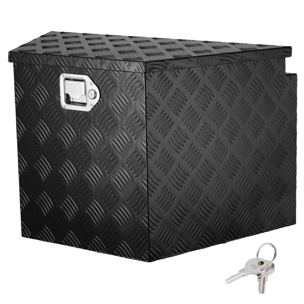 VEVOR Trailer Tongue Box, Aluminum Alloy Diamond Plate Tongue Box Tool Chest, Heavy Duty Trailer Box Storage with Lock and Keys, Utility Trailer Tongue Box for Pickup Truck, RV, Trailer, 29