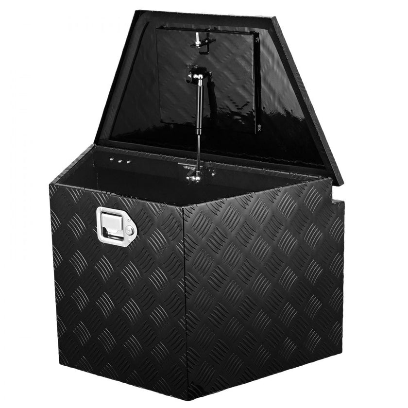 VEVOR Trailer Tongue Box, Aluminum Alloy Diamond Plate Tongue Box Tool Chest, Heavy Duty Trailer Box Storage with Lock and Keys, Utility Trailer Tongue Box for Pickup Truck, RV, Trailer, 29