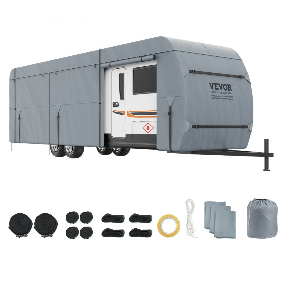 VEVOR Travel Trailer Cover, 20-22' RV Cover, 4-Layer Non-Woven Fabric Camper Cover, Waterproof, Windproof And Wear-Resistant Class A RV Cover, Rip-Stop Camper Cover with Storage Bag and Patches