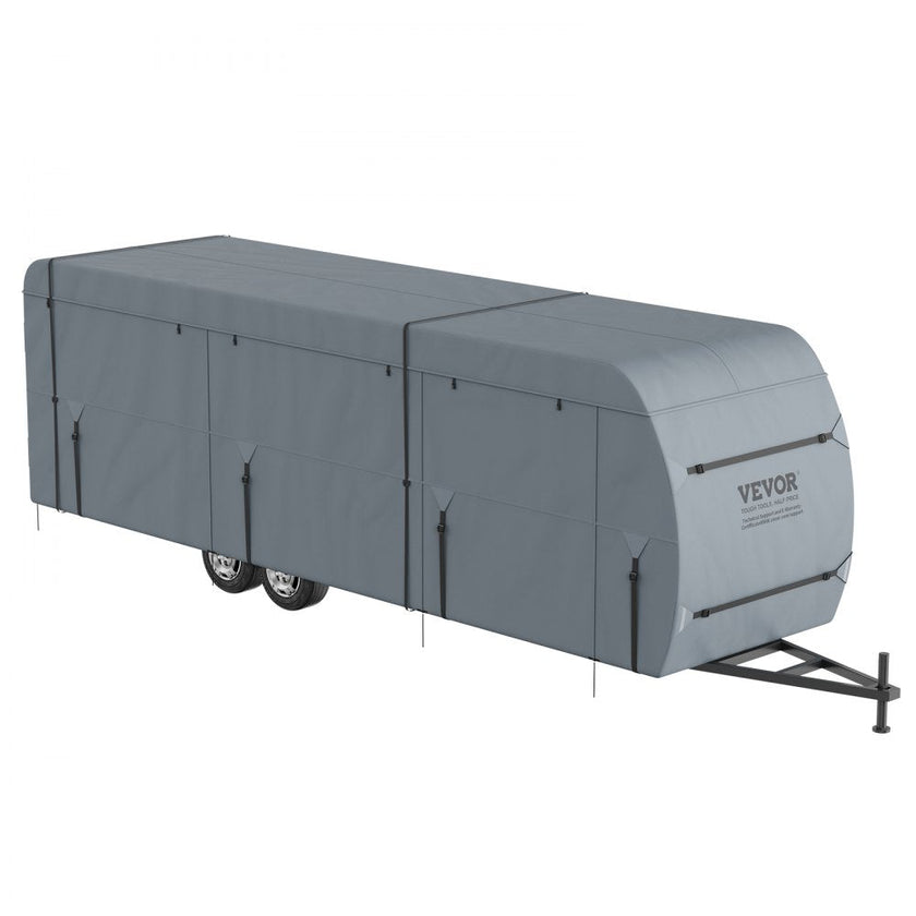 VEVOR Travel Trailer Cover, 20-22' RV Cover, 4-Layer Non-Woven Fabric Camper Cover, Waterproof, Windproof And Wear-Resistant Class A RV Cover, Rip-Stop Camper Cover with Storage Bag and Patches