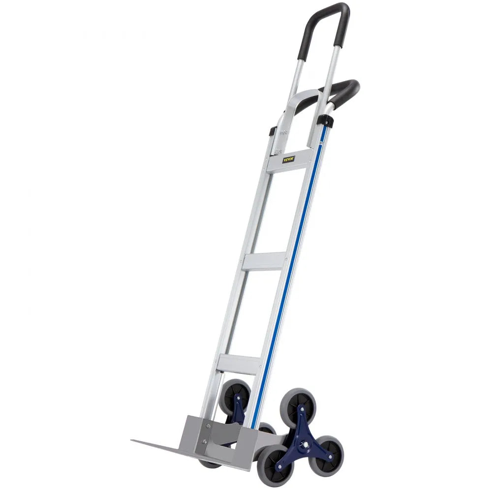 VEVOR Stair Climbing Cart, 550 lbs Load Capacity, Aluminum Hand Truck Dolly with Dual Handles, Integrated Frame & Nonslip Rubber Wheels, Multipurpose Stair Climber for Warehouse Shopping Airport