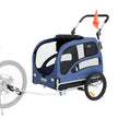 VEVOR Dog Bike Trailer, Supports up to 100 lbs, 2-in-1 Pet Stroller Cart Bicycle Carrier, Easy Folding Cart Frame with Quick Release Wheels, Universal Bicycle Coupler, Reflectors, Flag, Blue/Black