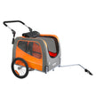 VEVOR Dog Bike Trailer, Supports up to 66 lbs, 2-in-1 Pet Stroller Cart Bicycle Carrier, Easy Folding Cart Frame with Quick Release Wheels, Universal Bicycle Coupler, Reflectors, Flag, Orange/Gray