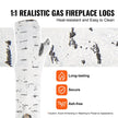 VEVOR 6 Pcs Large Withe Birch Logs, Gas Fireplace Ceramic Logs for Fire place, Heat-Resistant Wood Log Gas Realistic Logs, Stackable Wood Branches for Gas Fireplace, Firebowl Indoor or Outdoor