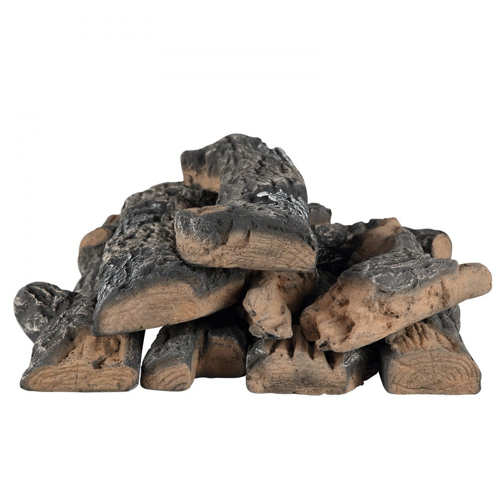 VEVOR 8 Pcs Oak Logs, Gas Fireplace Ceramic Logs for Fire place, Heat-Resistant Wood Log Gas Realistic Logs, Stackable Wood Branches for Gas Fireplace, Firebowl Indoor or Outdoor