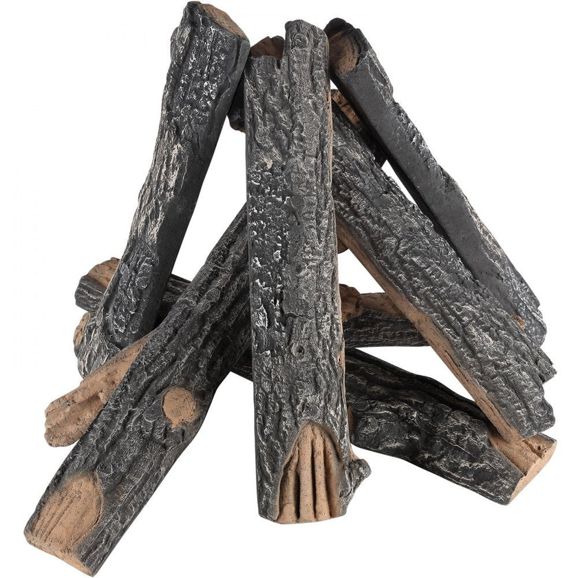 VEVOR 8 Pcs Oak Logs, Gas Fireplace Ceramic Logs for Fire place, Heat-Resistant Wood Log Gas Realistic Logs, Stackable Wood Branches for Gas Fireplace, Firebowl Indoor or Outdoor