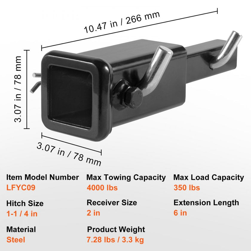 VEVOR Trailer Hitch Extender, 1-1/4