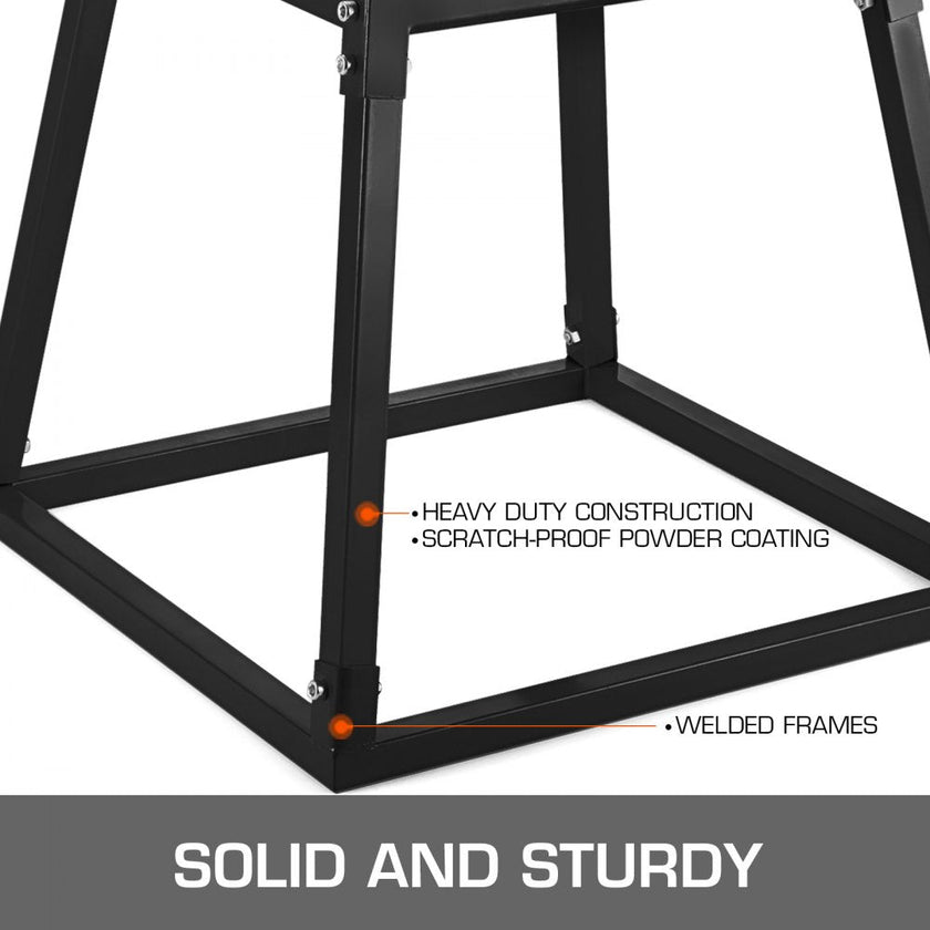 Set of 3 Fitness Black Plyometric Platform Boxes- 12'', 18'', 24''