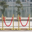 VEVOR Velvet Ropes and Posts, 5 ft/1.5 m Red Rope, Stainless Steel Gold Stanchion with Ball Top, Red Crowd Control Barrier Used for Theaters, Party, Wedding, Exhibition, Ticket Offices 4 packSets