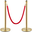 VEVOR Velvet Ropes and Posts, 5 ft/1.5 m Red Rope, Stainless Steel Gold Stanchion with Ball Top, Red Crowd Control Barrier Used for Theaters, Party, Wedding, Exhibition, Ticket Offices 4 packSets