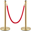VEVOR Velvet Ropes and Posts, 5 ft/1.5 m Red Rope, Stainless Steel Gold Stanchion with Ball Top, Red Crowd Control Barrier Used for Theaters, Party, Wedding, Exhibition, Ticket Offices Pack Sets (6)