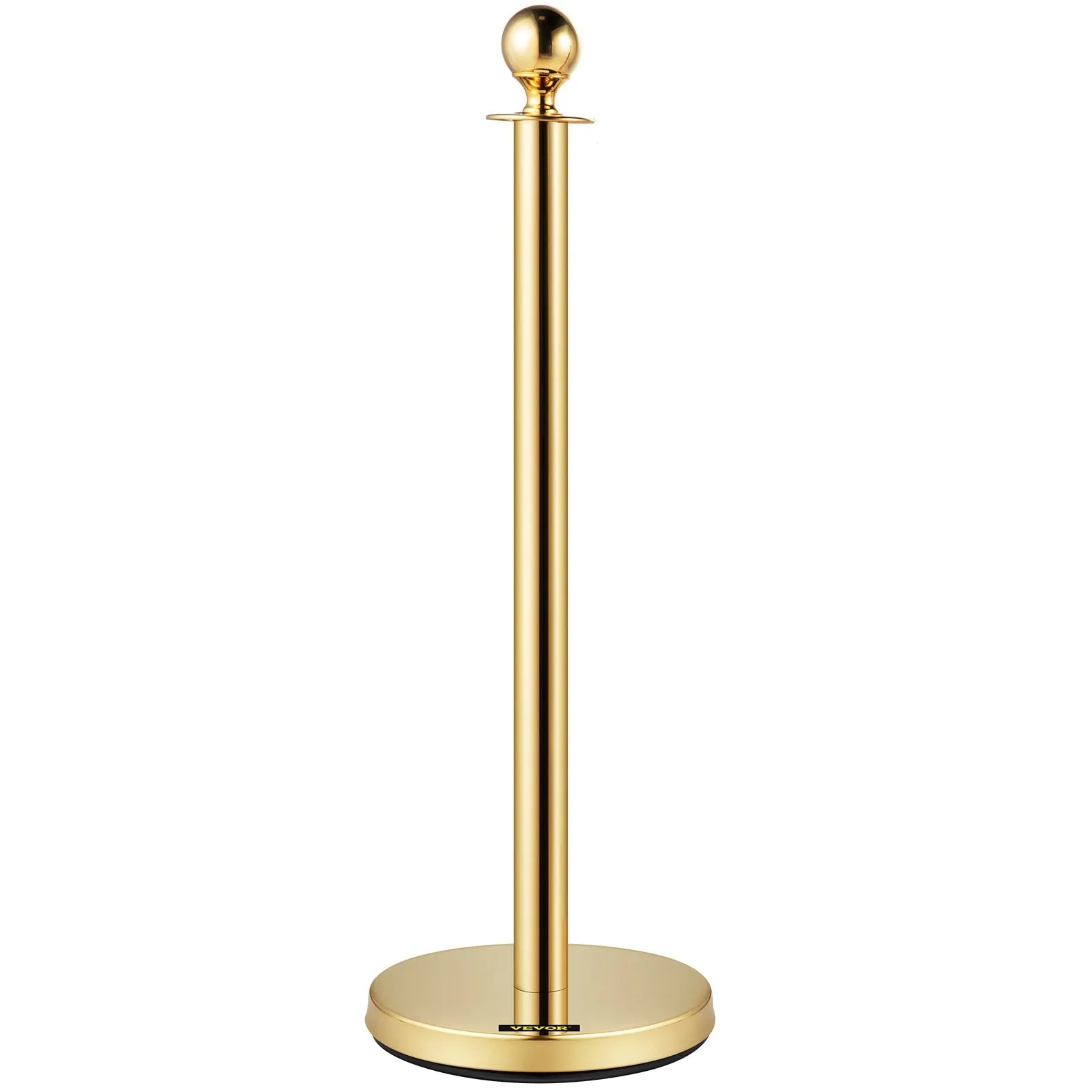 VEVOR Velvet Ropes and Posts, 5 ft/1.5 m Red Rope, Stainless Steel Gold Stanchion with Ball Top, Red Crowd Control Barrier Used for Theaters, Party, Wedding, Exhibition, Ticket Offices Pack Sets (6)