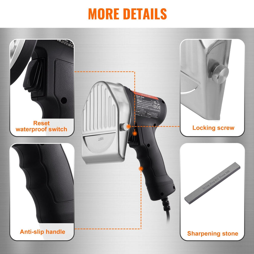 VEVOR Electric Shawarma Knife, 80W Professional Turkish Kebab Knife, Commercial Stainless Steel Gyro Cutter, Doner Kebab Meat Slicer with 2 Blades, ?4