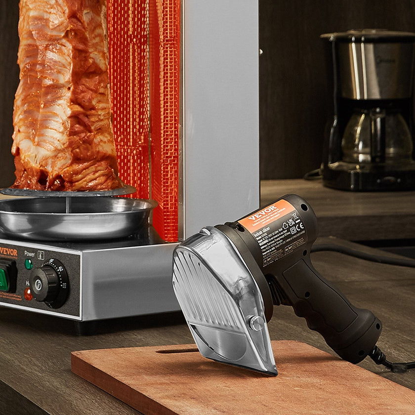 VEVOR Electric Shawarma Knife, 80W Professional Turkish Kebab Knife, Commercial Stainless Steel Gyro Cutter, Doner Kebab Meat Slicer with 2 Blades, ?4