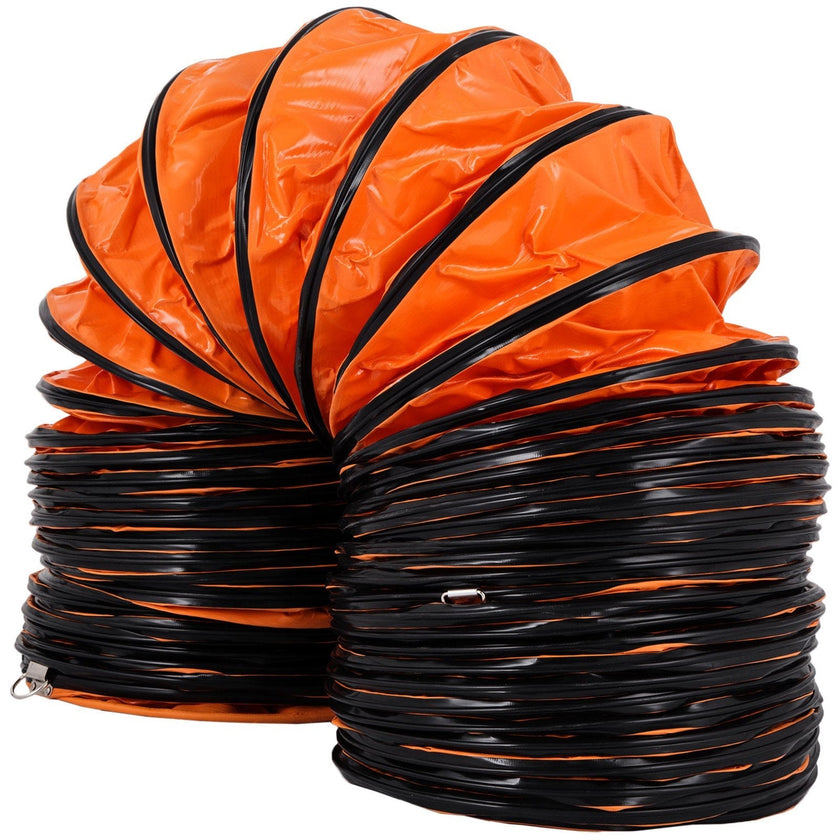VEVOR Flexible PVC Ducting, 25 ft / 7.6 m, Portable High Performance PVC Duct Hosing, Fit for 12 Inch / 300 mm Diameter Exhaust Fan Portable Ventilation Fan Strong Vinyl Material Orange