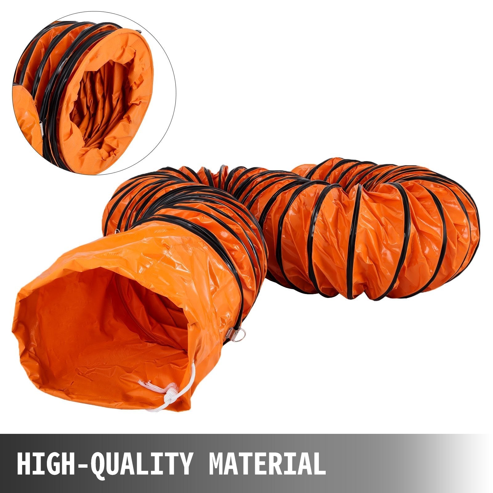 VEVOR Flexible PVC Ducting, 25 ft / 7.6 m, Portable High Performance PVC Duct Hosing, Fit for 12 Inch / 300 mm Diameter Exhaust Fan Portable Ventilation Fan Strong Vinyl Material Orange