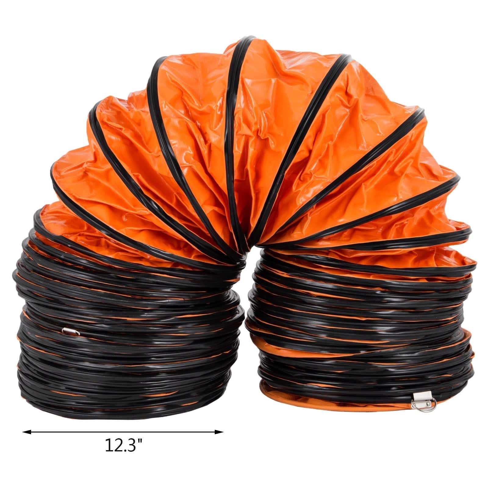 VEVOR Flexible PVC Ducting, 25 ft / 7.6 m, Portable High Performance PVC Duct Hosing, Fit for 12 Inch / 300 mm Diameter Exhaust Fan Portable Ventilation Fan Strong Vinyl Material Orange