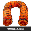 VEVOR 7.6 M/25 FT PVC Flexible Duct Hosing with S Hook and Steel Support Coils for 203 MM/8 Inch Diameter Exhaust Fan