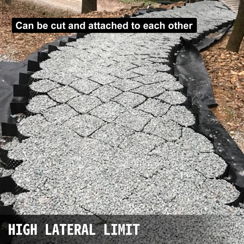 VEVOR Geo Grid Ground Grid 9x17 ft, Geo Cell Grid 4 Inch Thick, Gravel Grid HDPE Material, Ground Stabilization Grid 1885 LBS Per Sq, Tensile Strength Gravel Ground Grid for Slope Driveways, Garden
