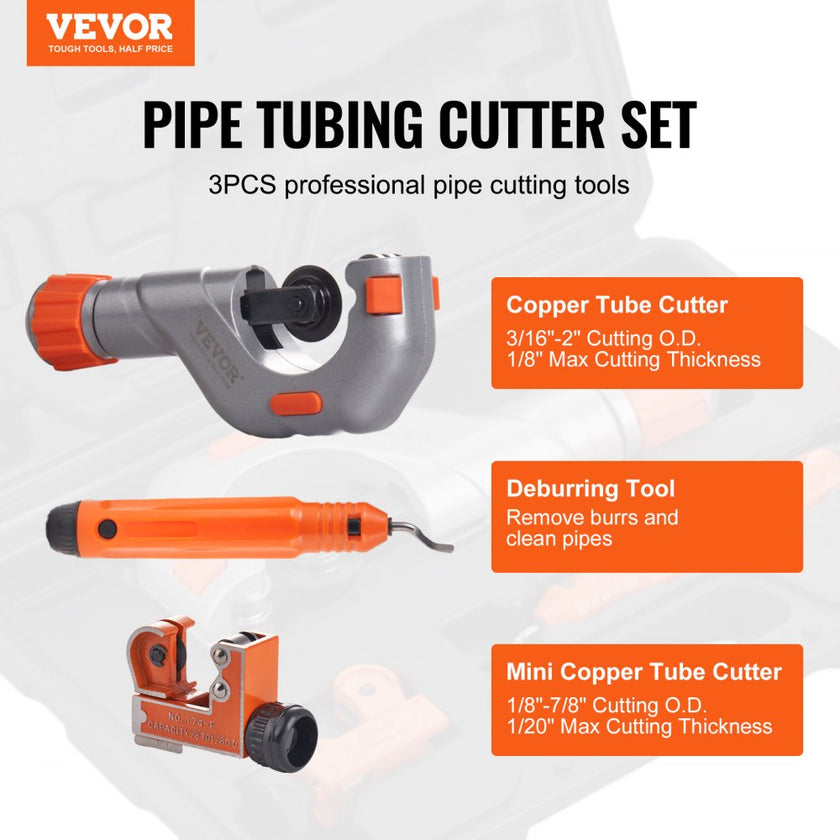 VEVOR 3PCS Tubing Cutter Set, 3/16
