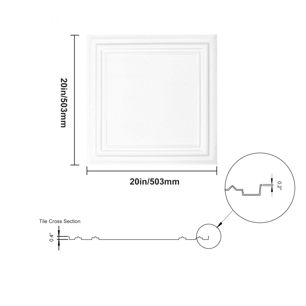 VEVOR Ceiling Tiles 96-Pack 20 x 20 in Polystyrene Easy Installation Glue-up