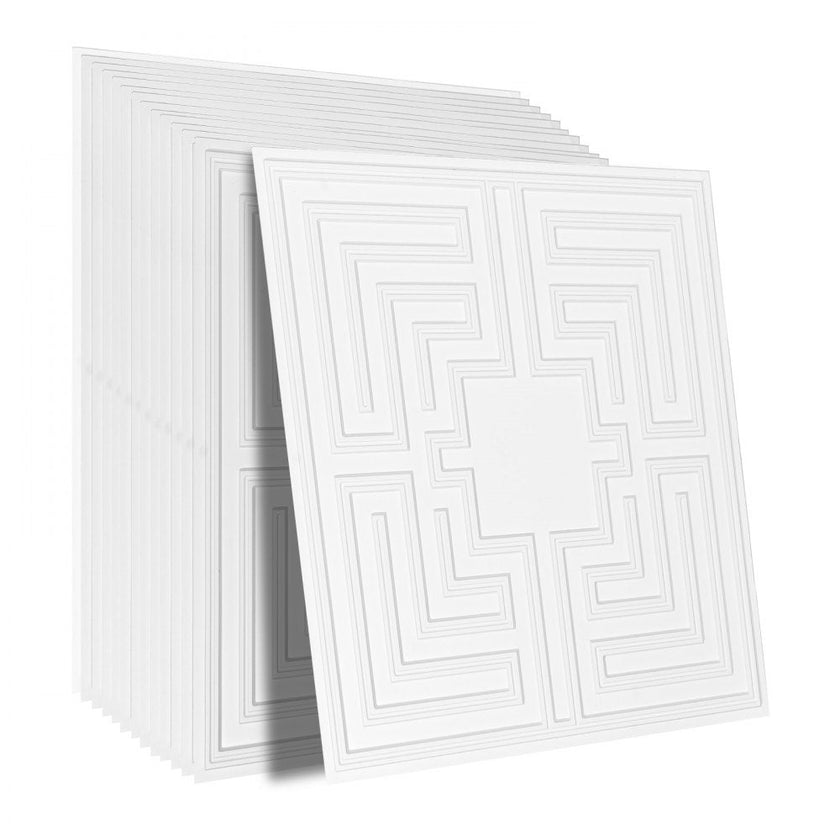 VEVOR Ceiling Tiles 12-Pack 24 x 24 in PVC Easy Installation White Echo Pattern