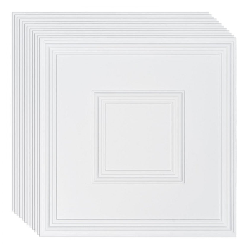 VEVOR Ceiling Tiles 12-Pack 24 x 24 in PVC Easy Installation White Geometric