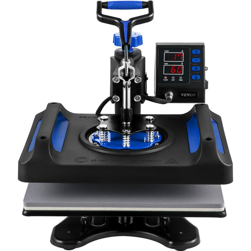 VEVOR Heat Press Machine 12 x 15 Inch 8 in 1 Heat Press Sublimation Machine 360° Rotation Swing Away 8 in 1 Shirt Printing Machine Dual-Tube Heating for DIY T-Shirts Cap & Mugs Blue