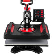 VEVOR Heat Press Machine 12 x 15 Inch 8 in 1 Heat Press Sublimation Machine 360° Rotation Swing Away 8 in 1 Shirt Printing Machine Dual-Tube Heating for DIY T-Shirts Cap & Mugs Red