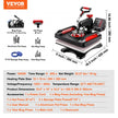 VEVOR Heat Press Machine 15 x 15 Inch 8 in 1 Heat Press 800W Sublimation Machine 360° Rotation Swing Away 8 in 1 Shirt Printing Machine Dual-Tube Heating for DIY T-Shirts Cap & Mugs Blue