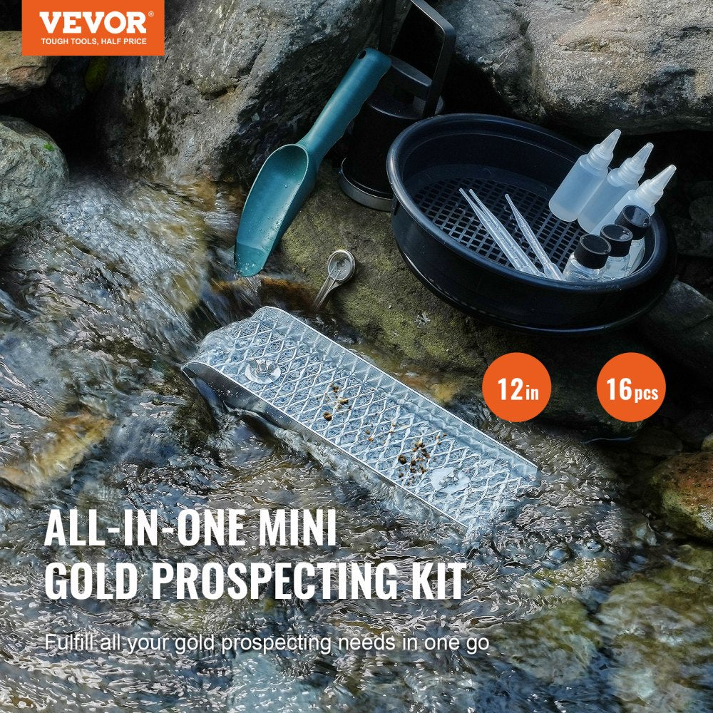 VEVOR Gold Panning Kit With Mini Sluice Box, 12