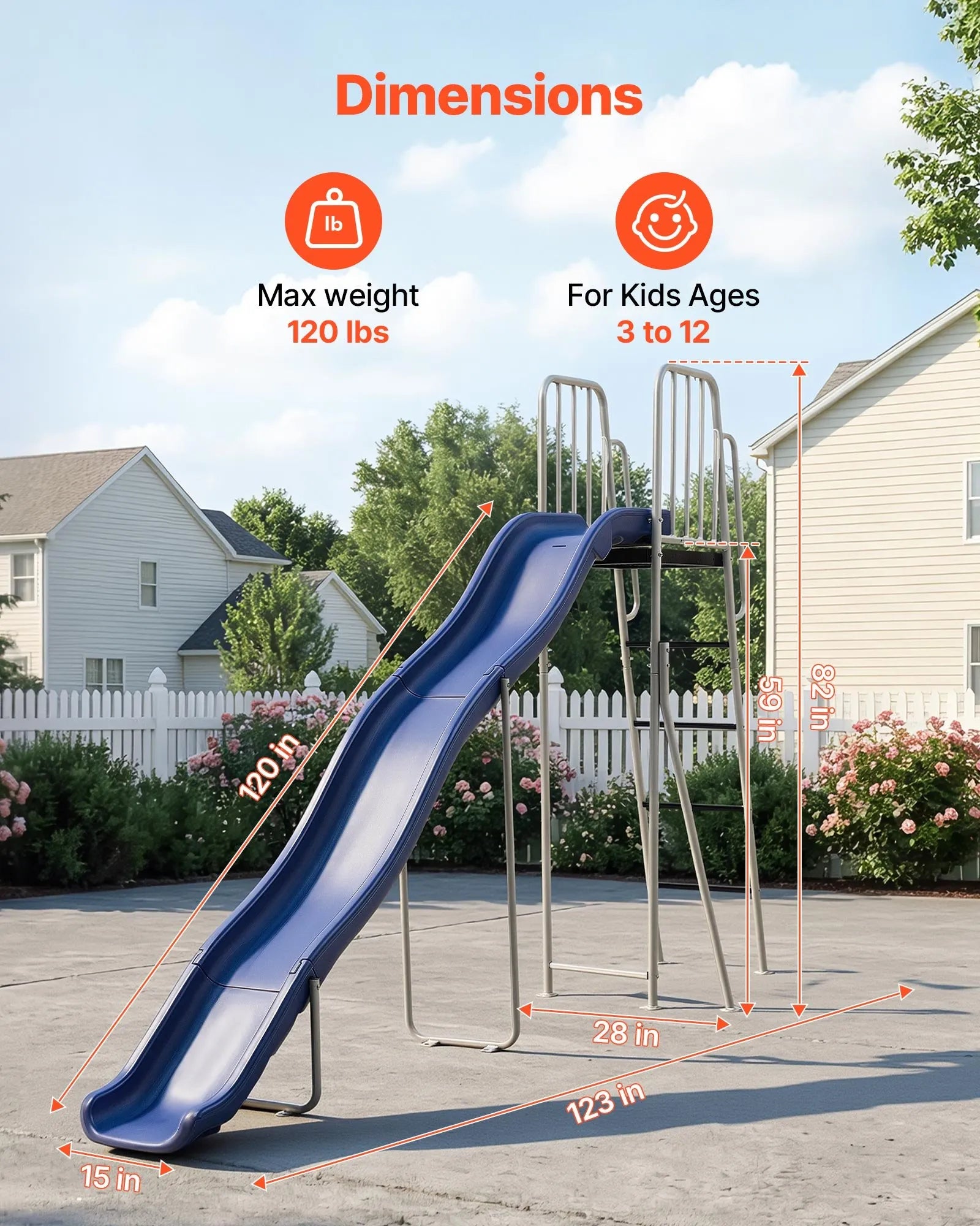 10 ft Outdoor Water Slide for Kids with Sprinkler & Ladder