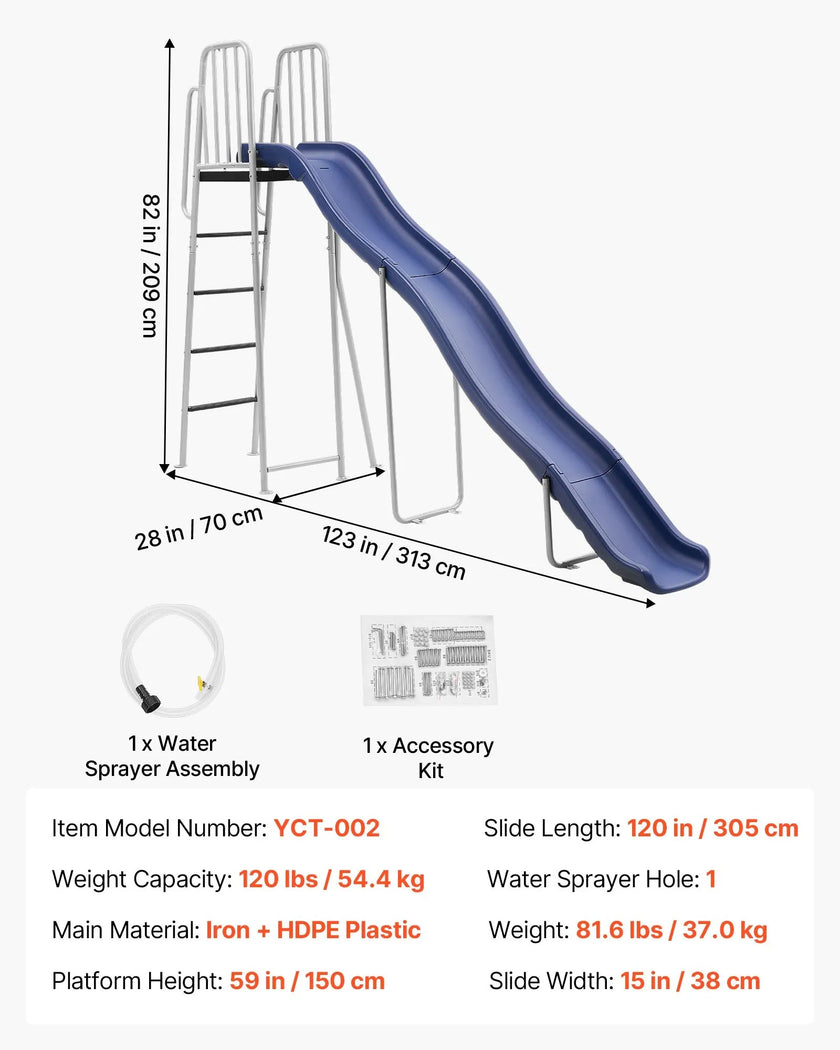 10 ft Outdoor Water Slide for Kids with Sprinkler & Ladder