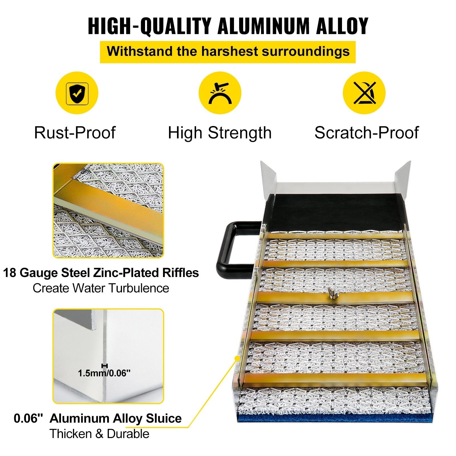 VEVOR Aluminum Alloy Sluice Box, Compact 24