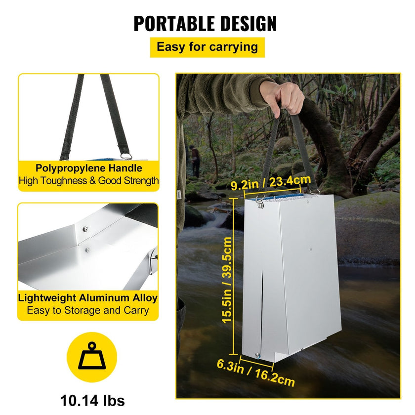 VEVOR Folding Aluminum Alloy Sluice Box, Compact 50
