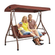 VEVOR 3-Seat Patio Swing Chair, Converting Canopy Swing, Outdoor Patio Porch with Adjustable Canopy, Removable Thick Cushion and Alloy Steel Frame, for Balcony, Backyard, Poolside, Brown
