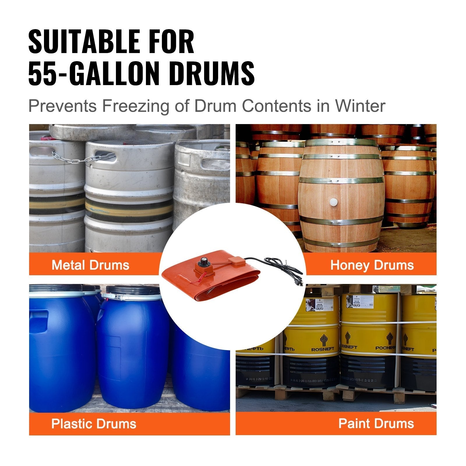VEVOR 55 Gallon Metal Drum Heater 1200 Watt 10 inch Width, 86-302? Adjustable