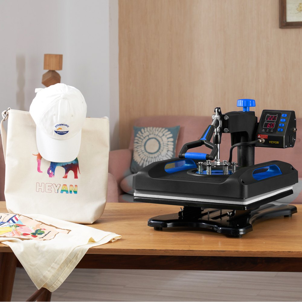 VEVOR Heat Press, 12 x 15inches 800W Heat Press Machine, Sublimation 5 in 1 Combo Sublimation Transfer, Dual Digital Heat Press Transfer, Vinyl Transfer Printer for T Shirts Mugs Caps Plates, Blue
